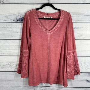 Soft Surroundings Pink Tunic 3/4 Sleeve Size Large